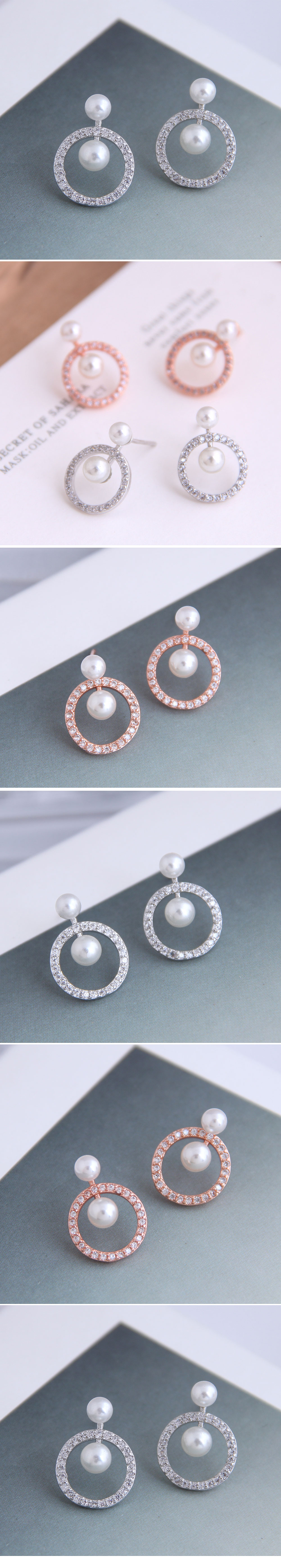 Exquis Mode Coréenne Micro-set Zircon Perle Sauvage Simple Anneau Personnalité Tempérament Boucles D&#39;oreilles En Gros Nihaojewelry display picture 1