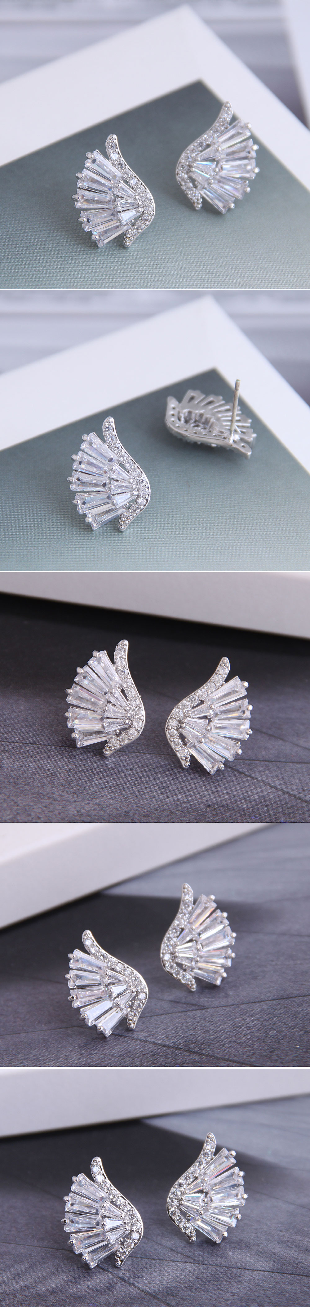 Korean Fashion Micro-set Zircon Angel Personality Temperament Earrings Wholesale Nihaojewelry display picture 1