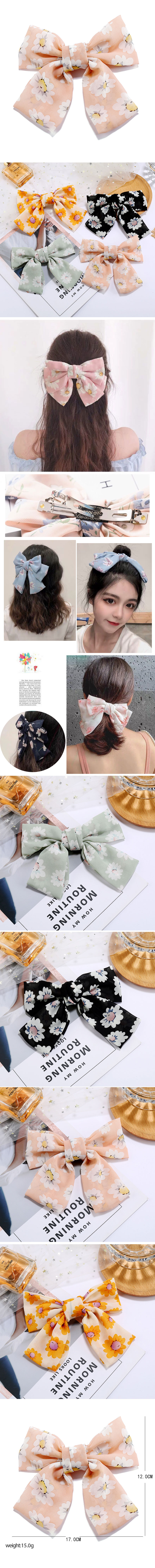 Korean Fashion Simple Chiffon Sun Flower Big Bow Hair Accessories Hair Clip Side Clip Wholesale Nihaojewelry display picture 1