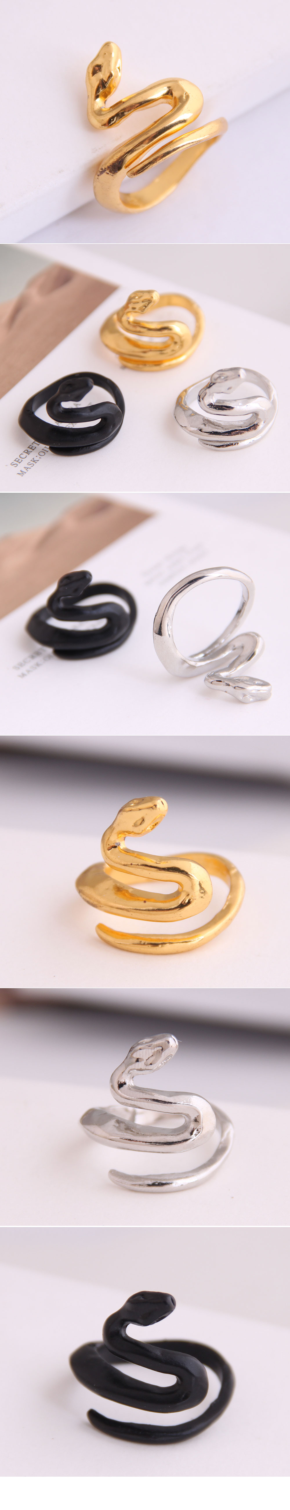 Fashion New  Metal Simple Auspicious Snake Personality Open Ring Wholesale display picture 1