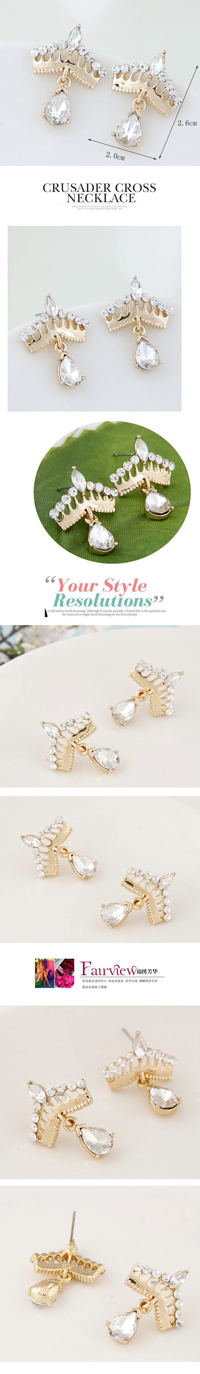 Boutique Korean Fashion Sweet And Simple Crown Earrings Wholesale Nihaojewelry display picture 1