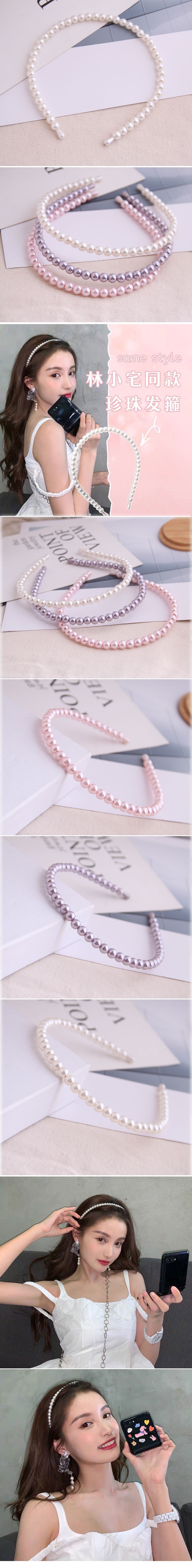 Korean Fashion All-match Headband Simple Pearl Ladies Simple Headband Hair Accessories Alloy Headband Nihaojewelry display picture 1