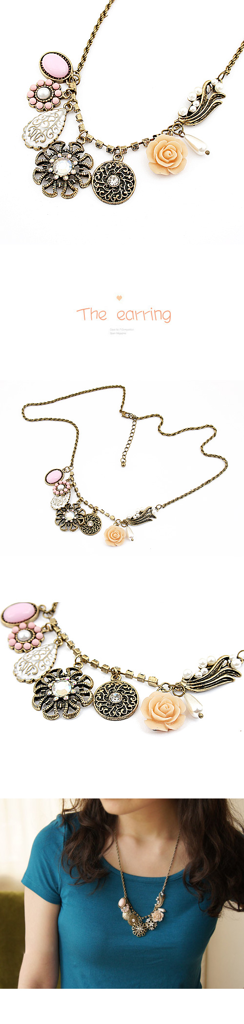 Korean Retro Neck Accessories Blossoming Petal Shape Necklace Wholesale Nihaojewelry display picture 1