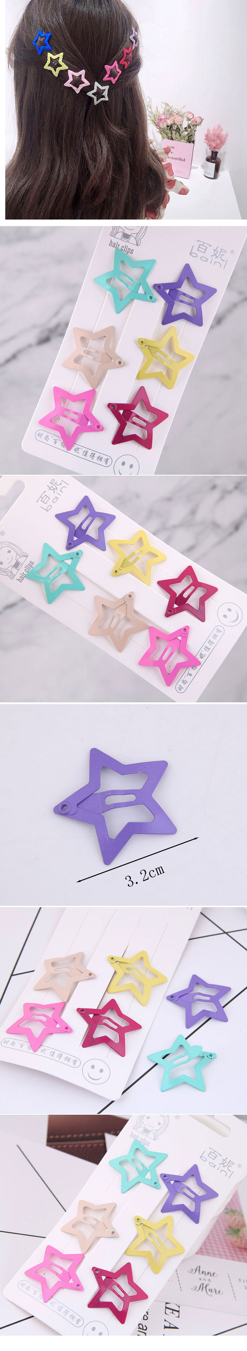 Fashion Hairpin For Children Candy Color Cute Children's Hair Clip Five-pointed Star Hairpin Side Clip Korea Small Clip Hairpin display picture 1