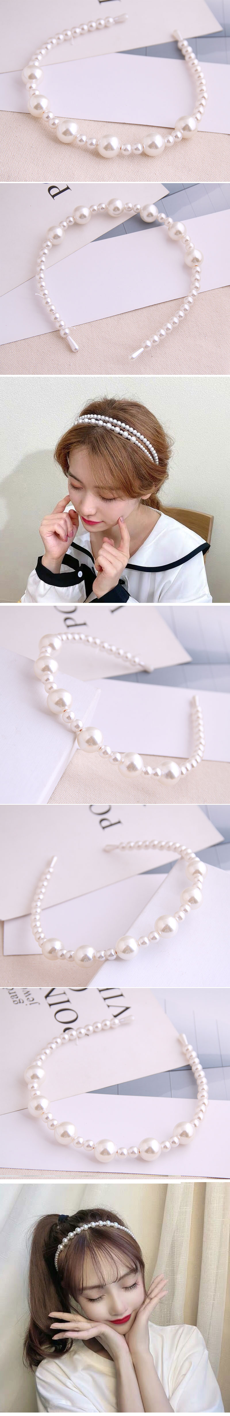 Diadema De Aleación De Moda Coreana Salvaje Simple Para Mujer, Diadema De Perlas, Accesorio Para El Cabello display picture 1