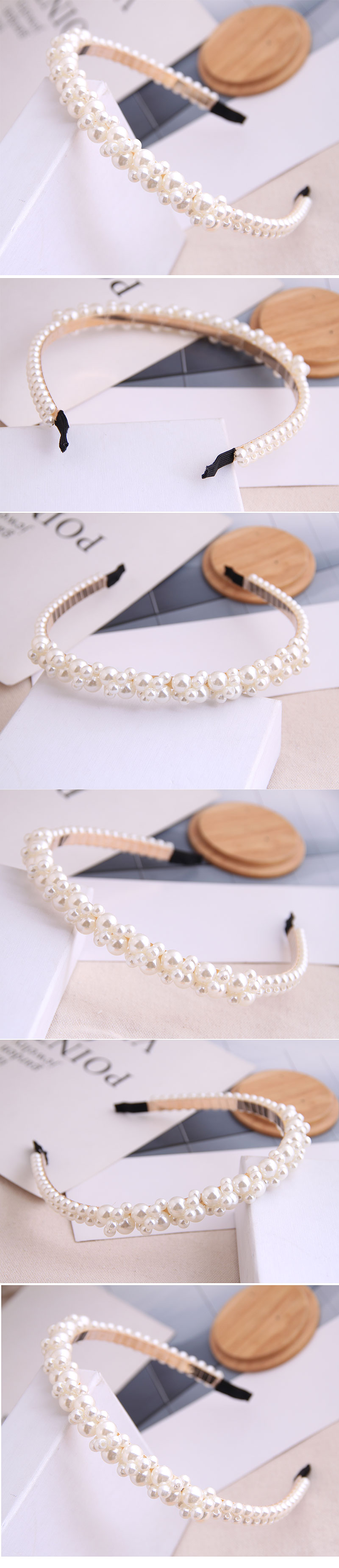 Korean Fashion Vielseitig Einfache Elegante Perle Haar-accessoire Legierung Stirnband Für Frauen display picture 1