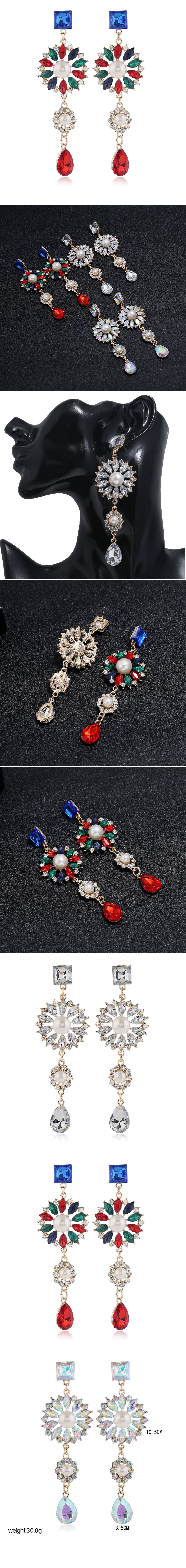 Mode Metall Flash Diamant Sonne Blume Tropfen Übertrieben Ohrringe Großhandel Nihaojewelry display picture 1