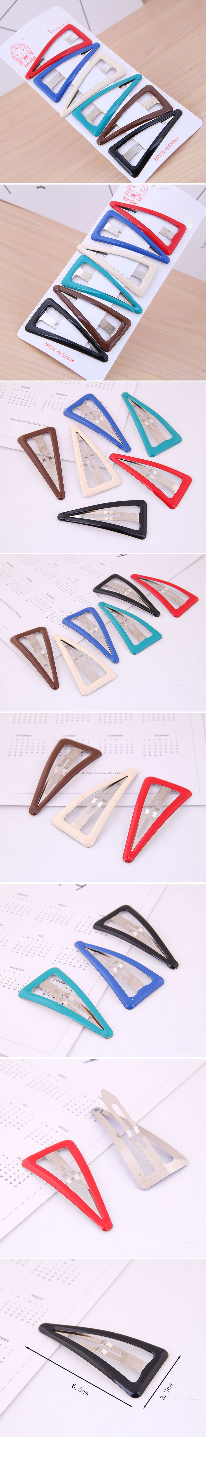 Korean Candy Color Simple Triangle Hairpin Side Clip Set Wholesale Nihaojewelry display picture 1