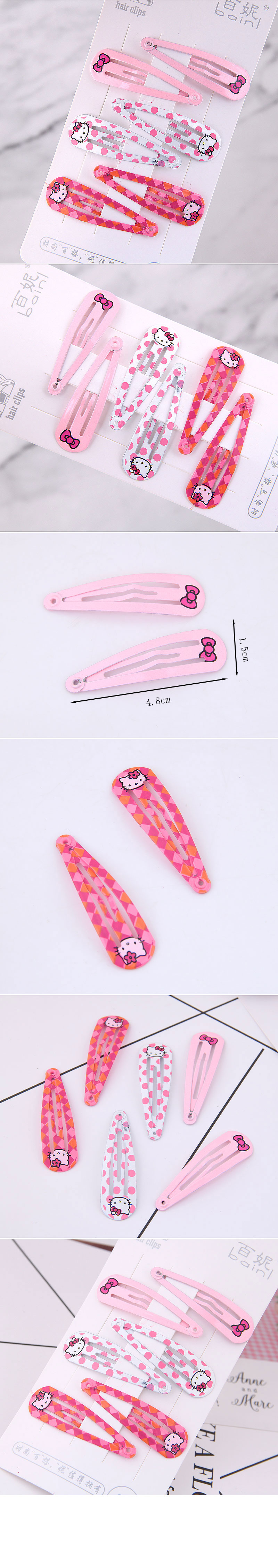 Candy Color Cute Children Animal Pattern Water Drop Hairpin Side Clip Hairpin Wholesale Nihaojewelry display picture 1