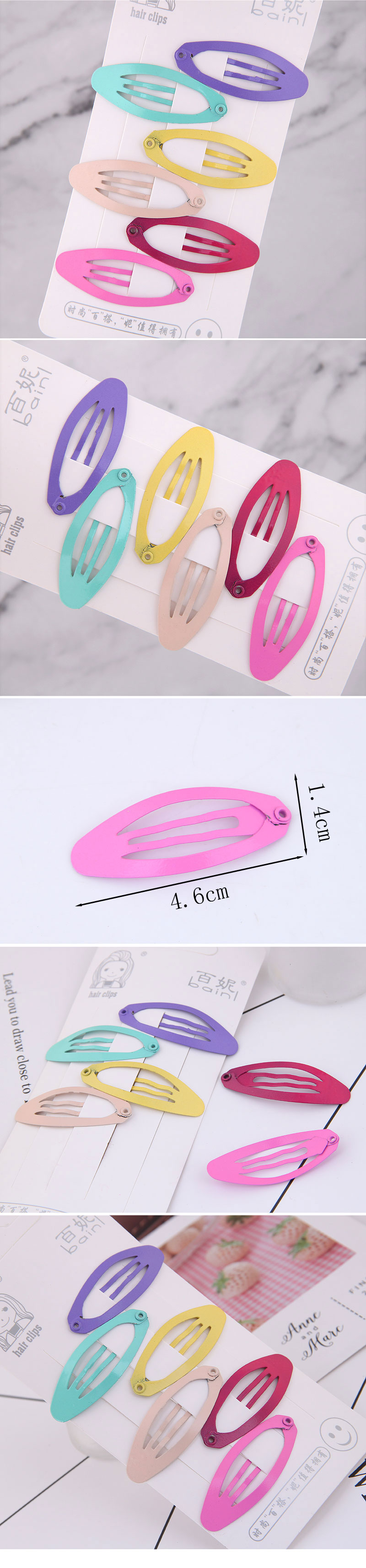 Candy Color Cute Children Oval Shape  Side Clip Hairpin Set  Wholesale Nihaojewelry display picture 1