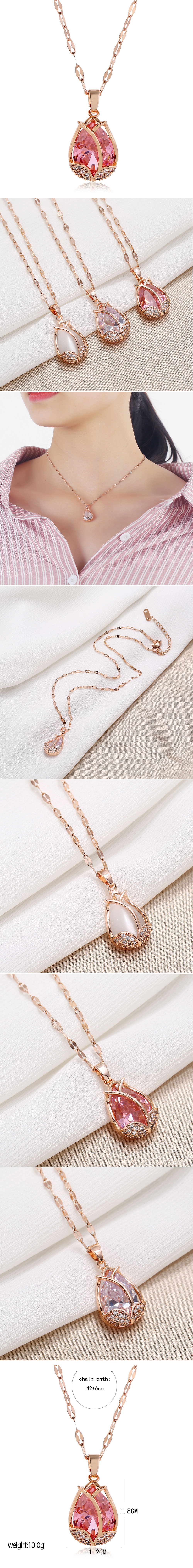 Korean Fashion Copper Micro-set Zirconium Tulip Necklace Wholesale Nihaojewelry display picture 1