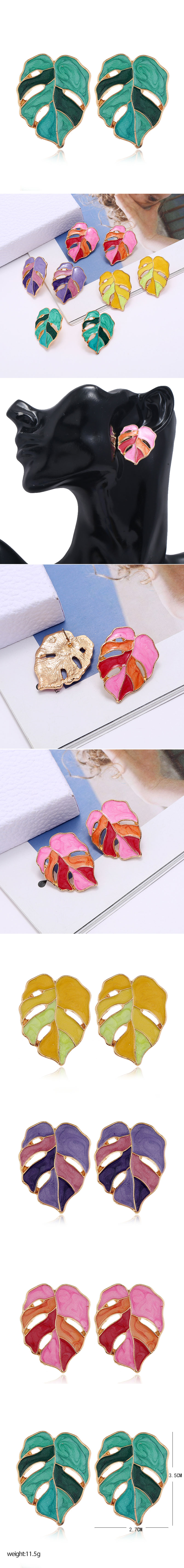 Fashion Metal Wild Contrast Color Maple Temperament Exaggerated Earrings Wholesale Nihaojewelry display picture 1