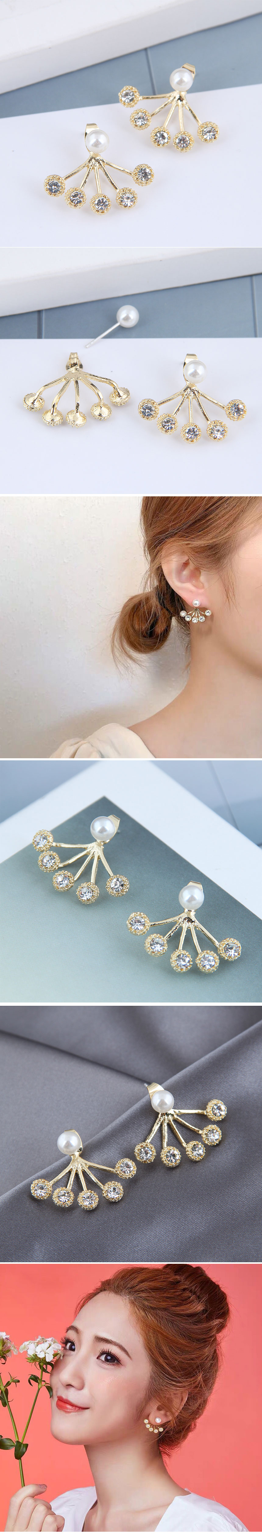 925 الفضة إبرة الكورية الأزياء المعادن موجزة فلاش الماس سبائك أقراط display picture 1