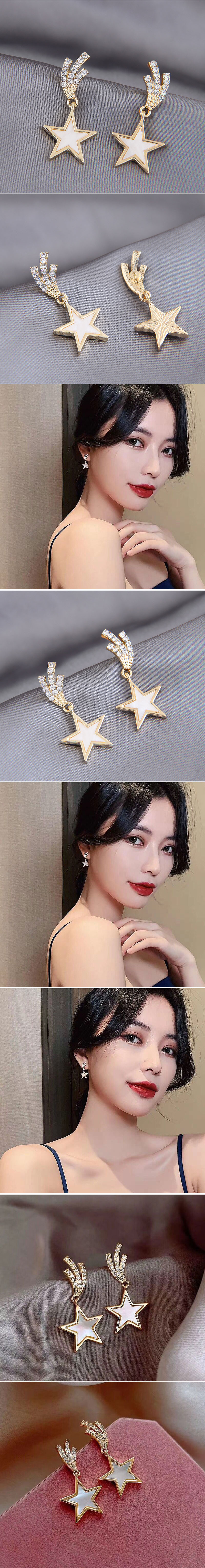Korean Fashion Sweet Lucky Star Stud Earrings Wholesale Nihaojewelry display picture 1