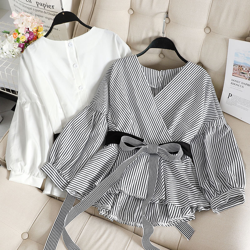 Women's Corset Long Sleeve Blouses Stripe Simple Style Commute Stripe display picture 1