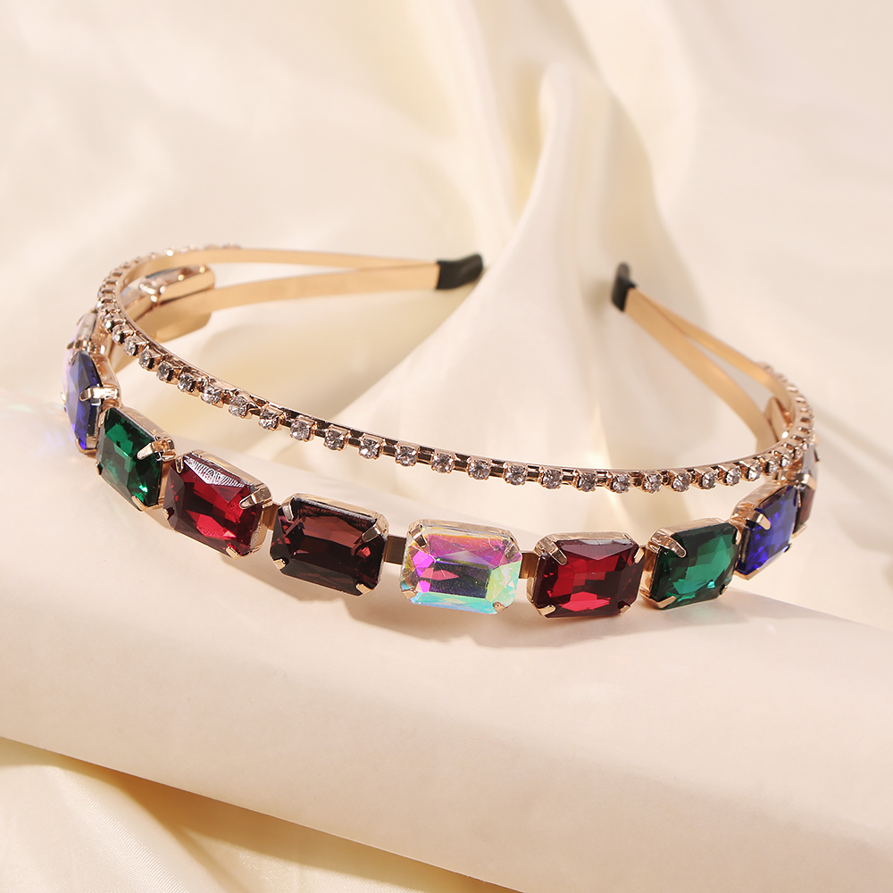 Double Layer Diamond Imitation Pearl Headband Alloy New Headband Wholesale display picture 7