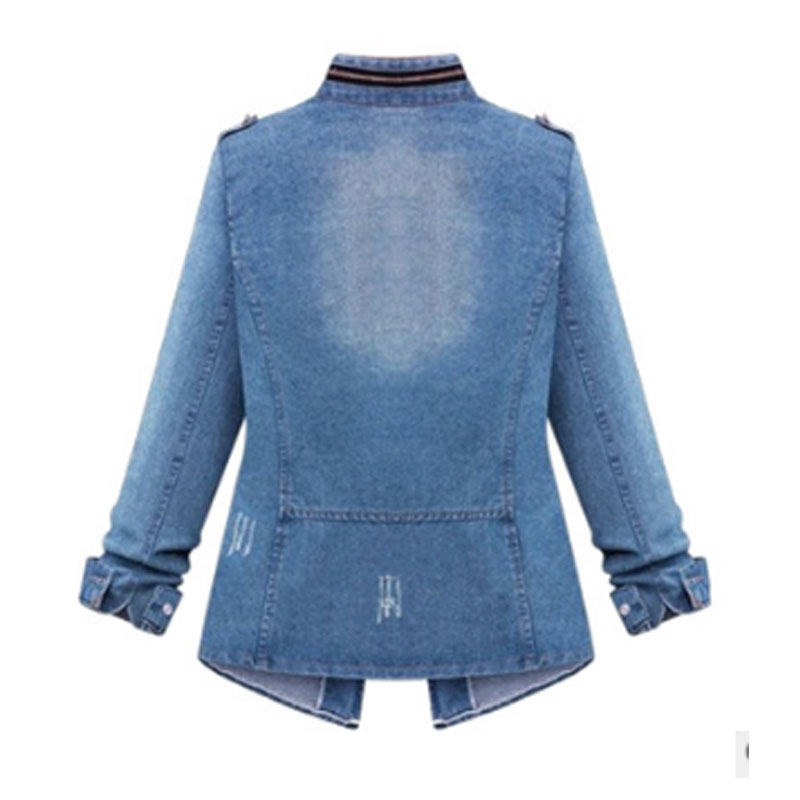 Women's Blouse Long Sleeve Plus Size Waist Pocket Denim Jacket Wholesale display picture 2