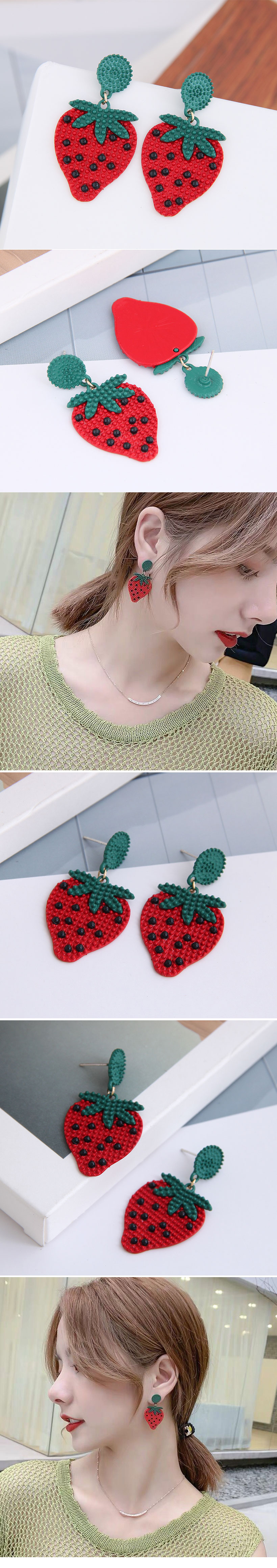 925 Silver Needle Fashion Sweet Fruit Watermelon Stud Alloy Earrings Wholesale Nihaojewelry display picture 1