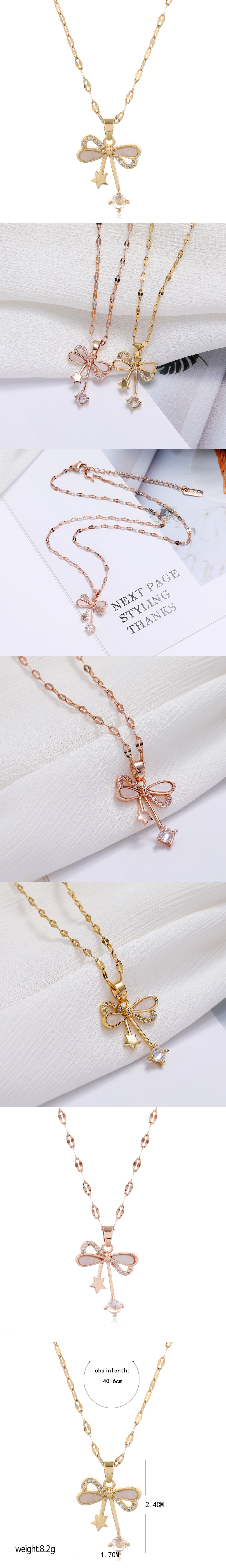 Fashion Simple And Sweet Bow Drop Ear Necklace Wholesale display picture 1