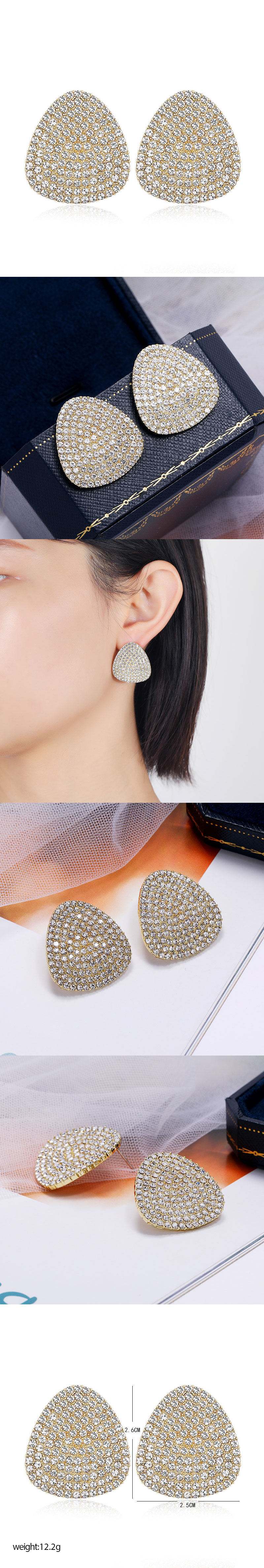 Fashion Metal Flash Diamond Triangle Earrings Wholesale display picture 1