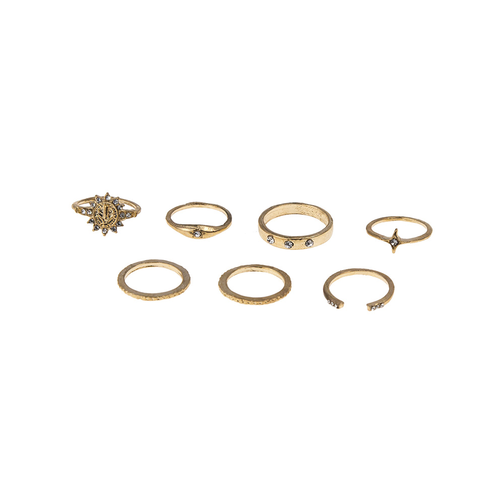 Neue Mode Sonnenblume Sechszackigen Stern Diamant 7-teiliges Ringset display picture 2