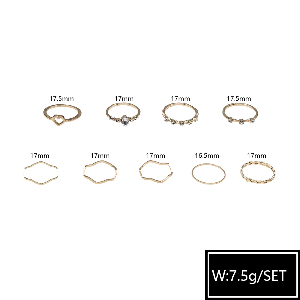 Hot-selling Simple Korean Ring Multi-layer Gold Diamond Ring Set  Wholesale display picture 2