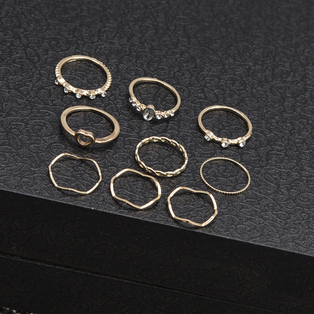 Hot-selling Simple Korean Ring Multi-layer Gold Diamond Ring Set  Wholesale display picture 3