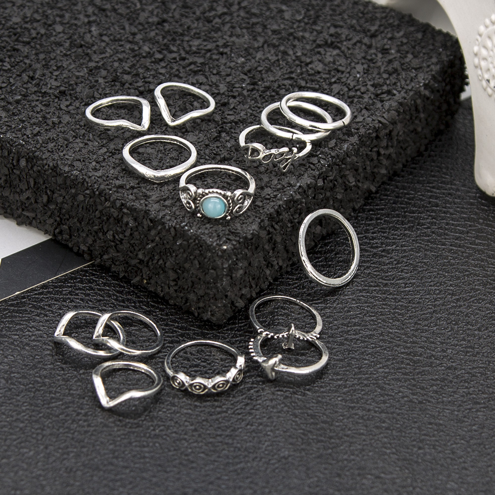 Fashion Creative Combination Ring Simple Love Geometric Pattern 14-piece Ring Set Wholesale display picture 2