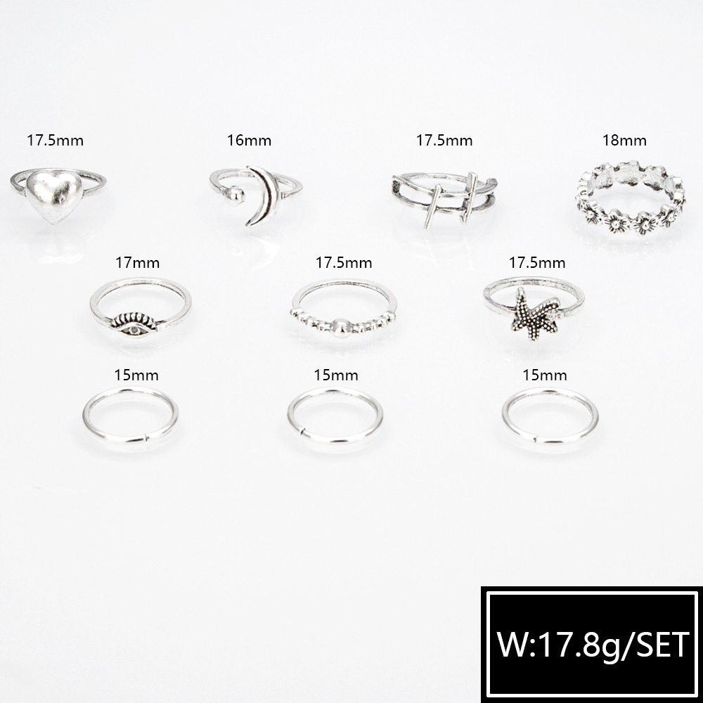 Fashion Personality Starfish Ring Eye Love Rings Set display picture 5