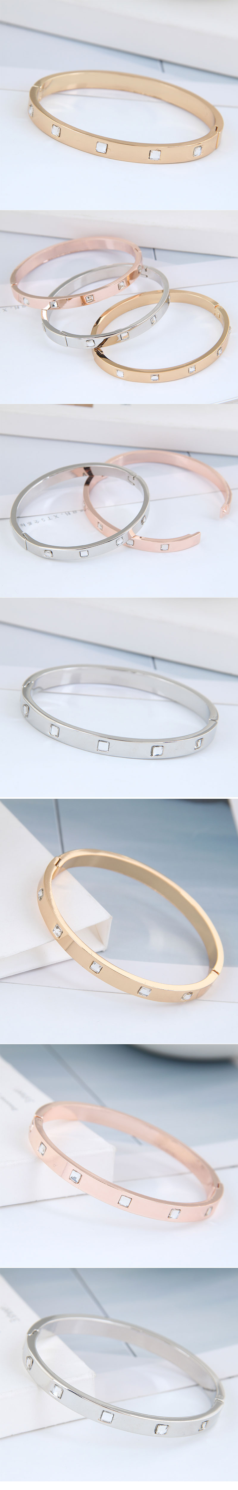 Korean Fashion Metal Diamond-studded Simple  Personality Bracelet display picture 1