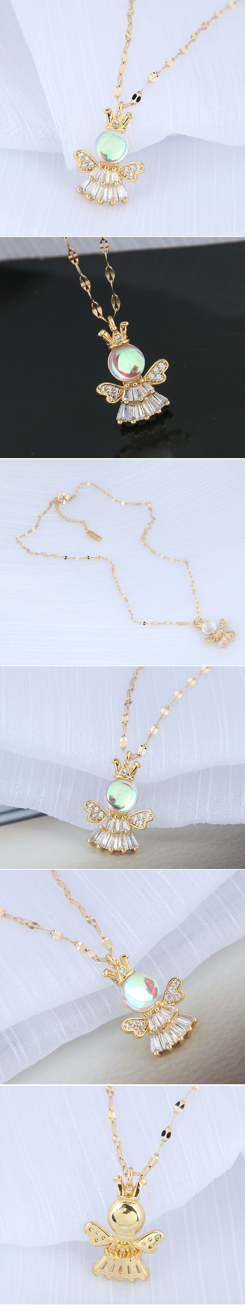 Koreanische Mode Einfache Eingelegte Zirkonium Engel Persönlichkeit Halskette display picture 1