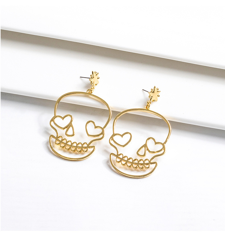 Korean New Fashion Metal Skull Cute Funny Women's Earrings Hot Sale display picture 3