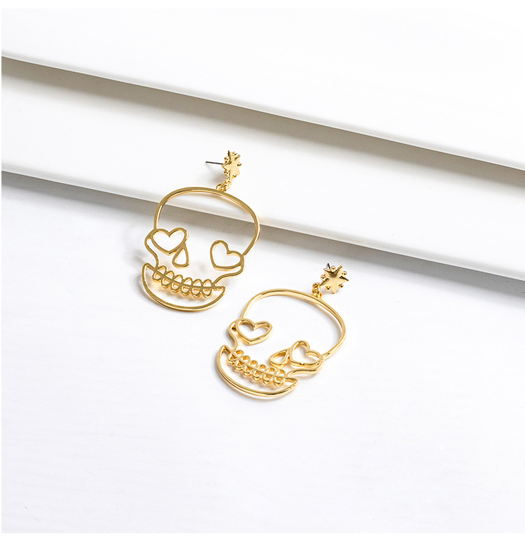 Korean New Fashion Metal Skull Cute Funny Women's Earrings Hot Sale display picture 5