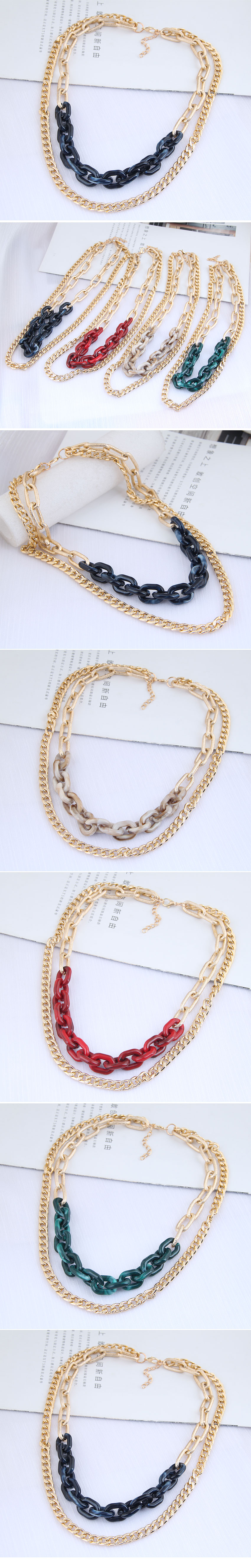 Fashion Metal Simple  Double-layer Chain Necklace display picture 1