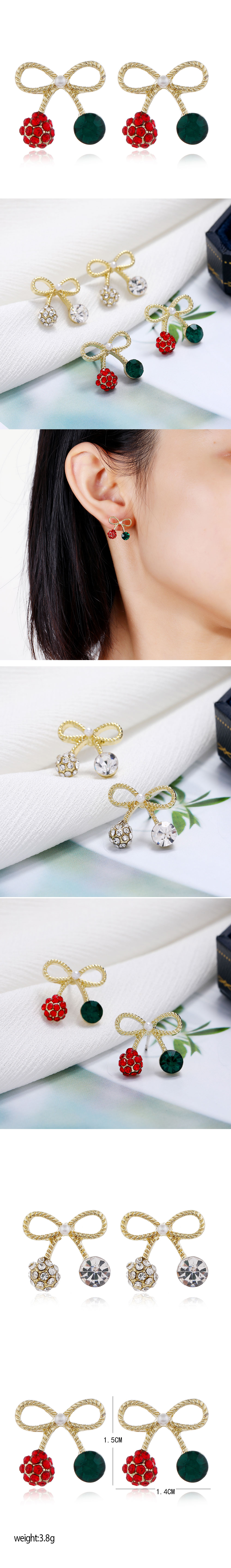 Korean Fashion Sweet Ol Bow Knot Flash Diamond Stud Earrings display picture 1