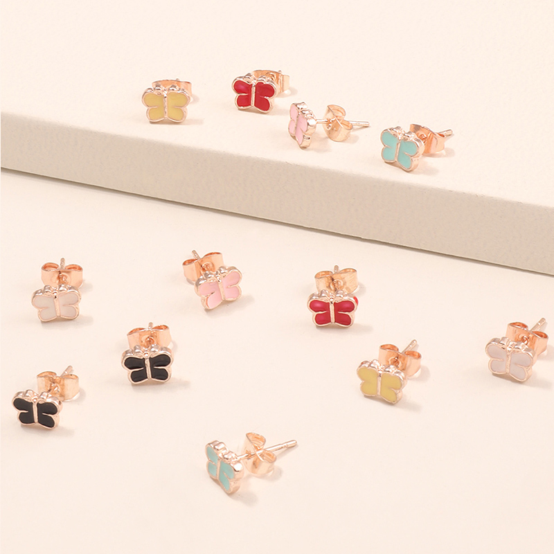 6 Pairs Of Colorful Butterfly Earrings display picture 1