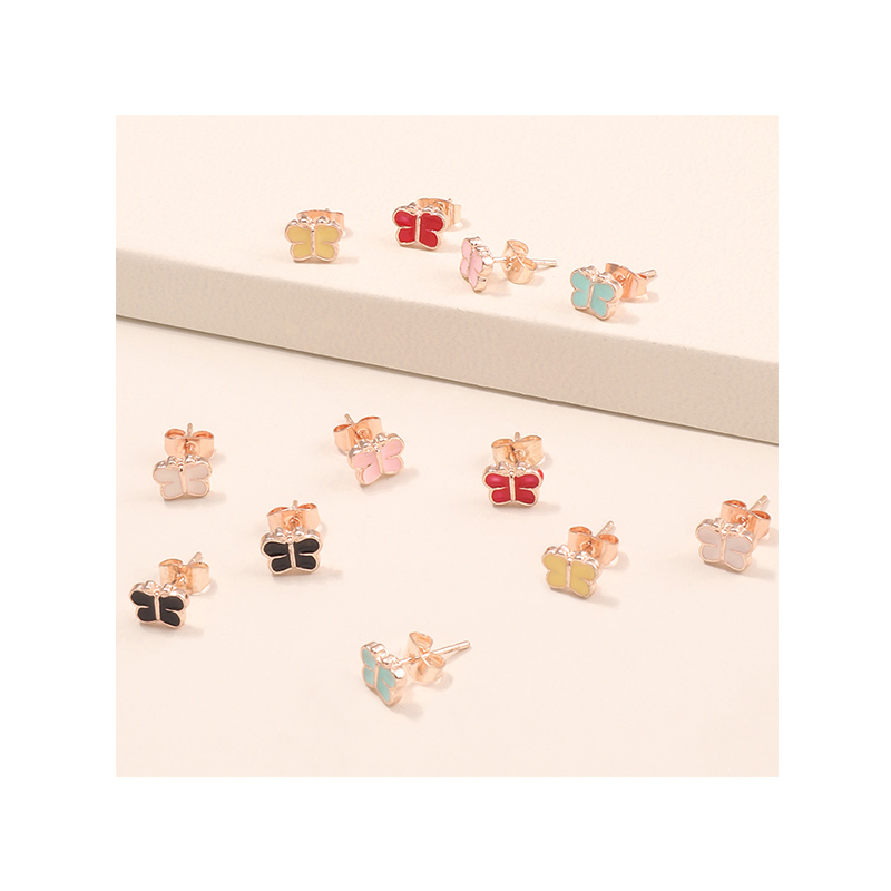 6 Pairs Of Colorful Butterfly Earrings display picture 3