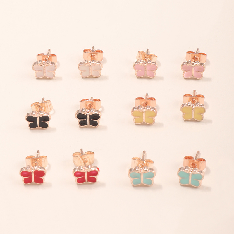 6 Pairs Of Colorful Butterfly Earrings display picture 4