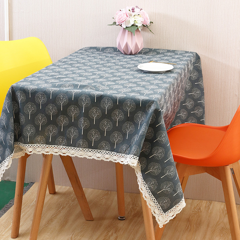 Cotton Linen Simple Gray Ing Tree Multifunctional Refrigerator Washing Machine Cover Cloth Table Cloth Table Cloth display picture 1