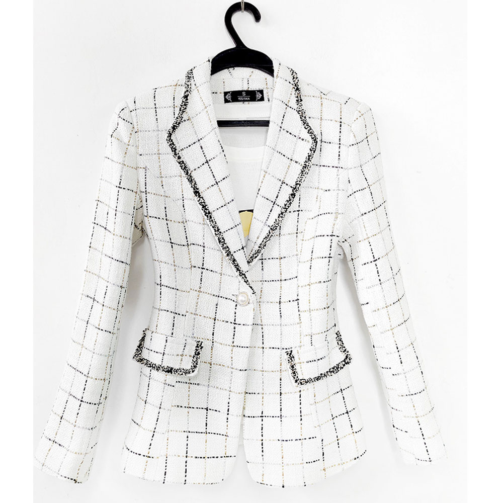 Autumn Plaid Suit New Korean Casual Short Short Suit Jacket For Women display picture 5