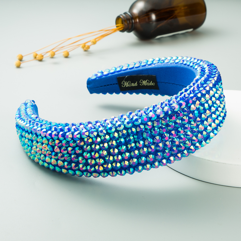 Diamond 4.5cm Wide Brim Headdress Thickened Sponge Solid Color Hairband Art Headband display picture 12
