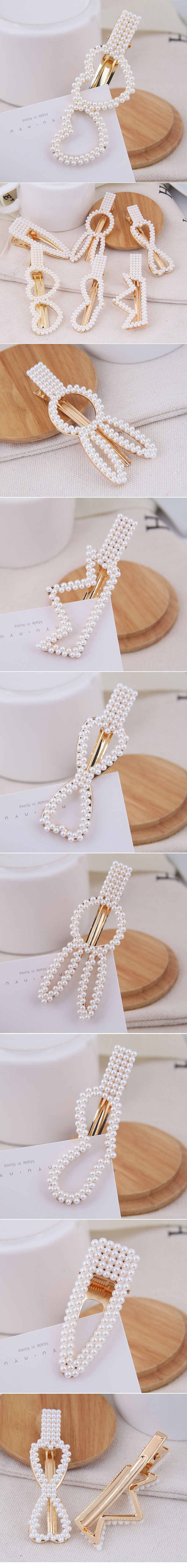 Korean Fashion Pearl Side Clip All-match Simple Simple Pearl Fashion Word Clip Hairpin display picture 1