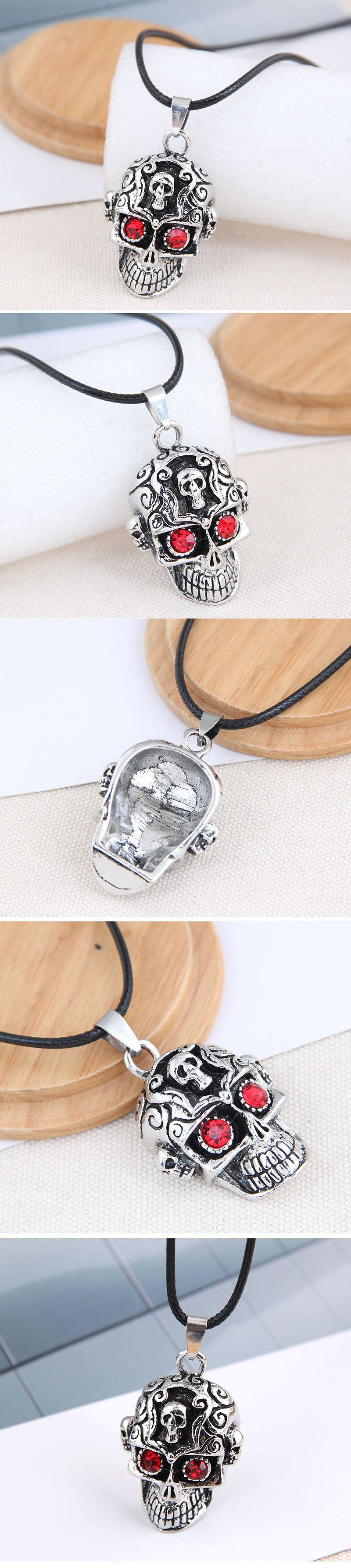 New Fashion Retro Simple Skull Exaggerated Alloy Necklace display picture 1