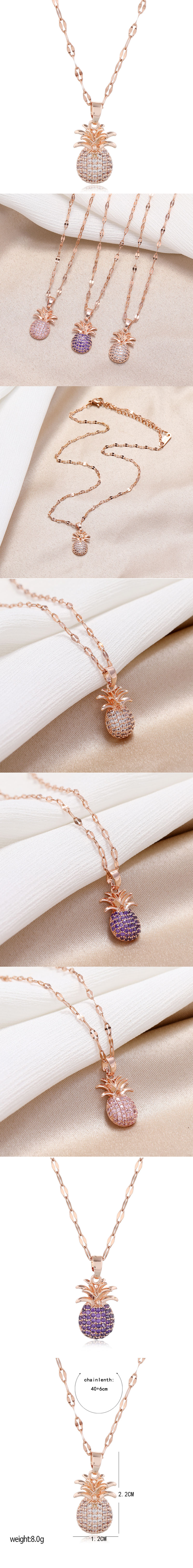 Korean Fashion Style Copper Micro-inlaid Zircon Pineapple Necklace display picture 1