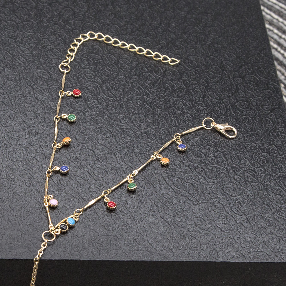Hot Style Popular Simple Color Dripping Pendant Chain Single-layer Beach Anklace Wholesale display picture 4