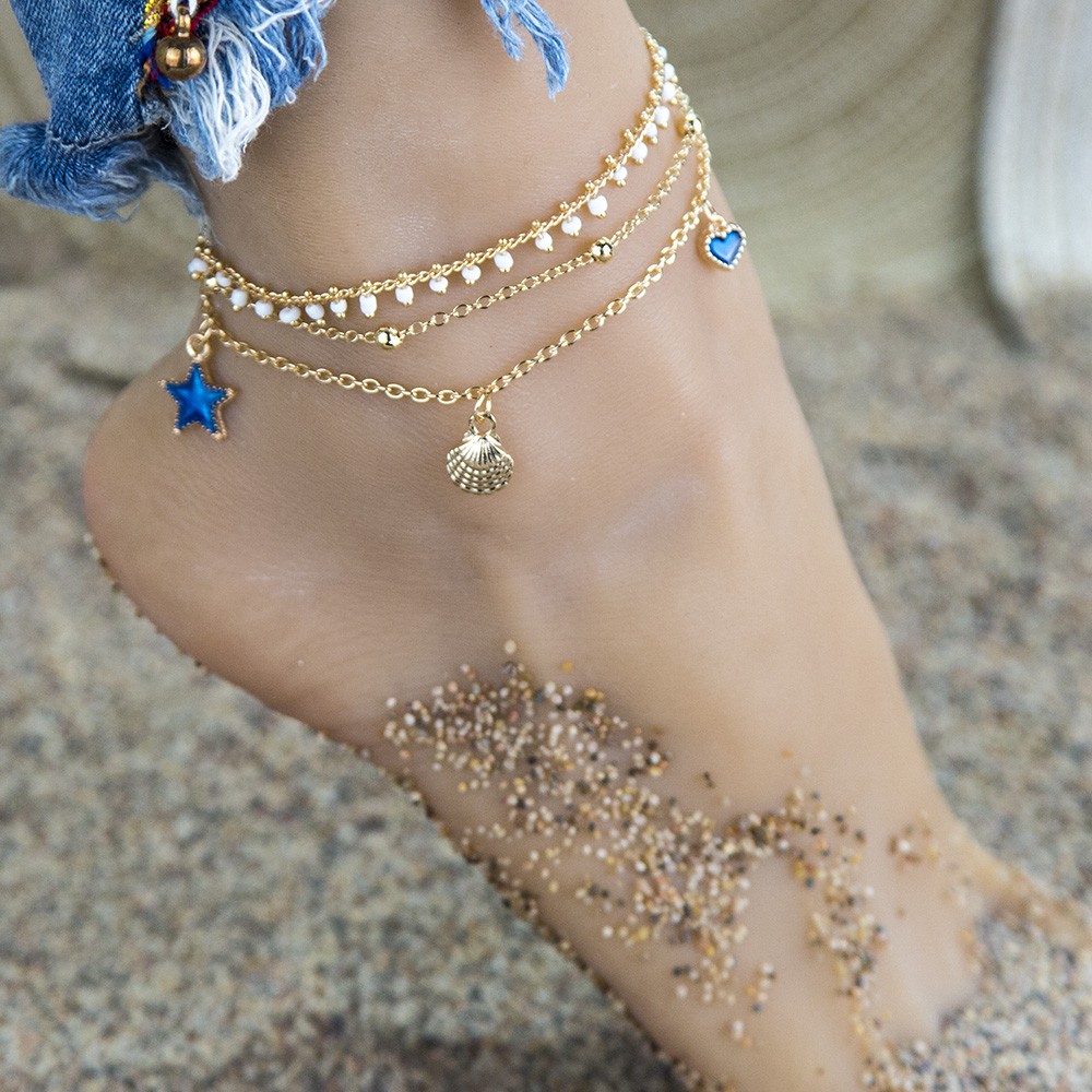 New Blue Starfish Seaside Style Pendant Anklet Summer Creative Retro Anklace Wholesale display picture 1
