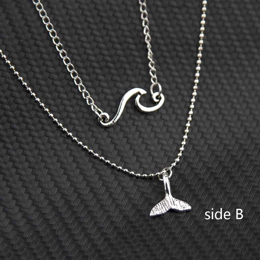 Fashion Simple Retro Fishtail Pendant Ocean Wave Two-piece Anklet display picture 3