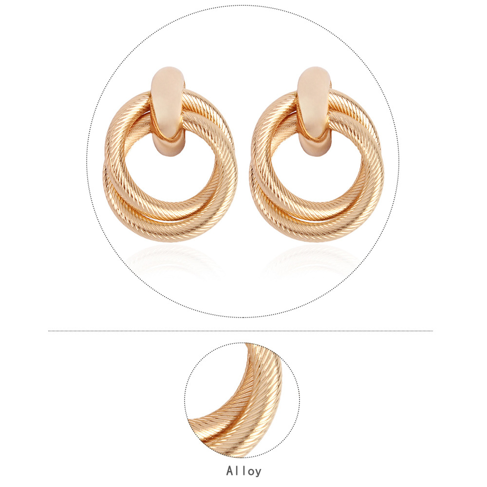 Simple Alloy Twisted Double Ring Earrings Wholesale display picture 2