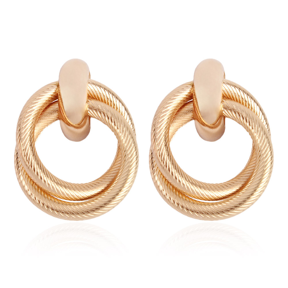Simple Alloy Twisted Double Ring Earrings Wholesale display picture 5
