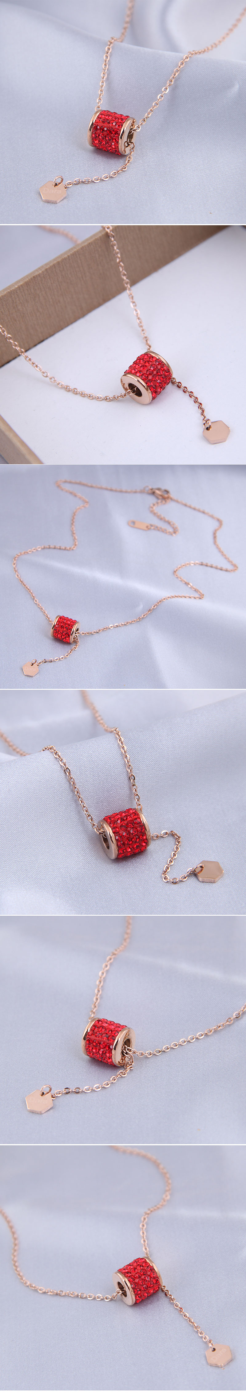 Fashion Sweet Ol Simple Titanium Steel Diamond Necklace display picture 1